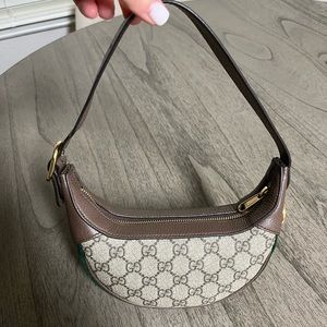 Gucci GG Supreme Web Mini Ophidia Half Moon Hobo
